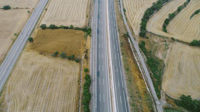 Aerial view of a road