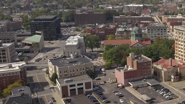 Aerial view of Binghamton New York upstate small town working class community