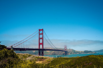 Golden gate bridge vivid day landscape, San Francisco, USA