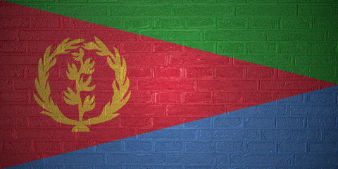 Flag of Eritrea on brick wall, 3d illustration