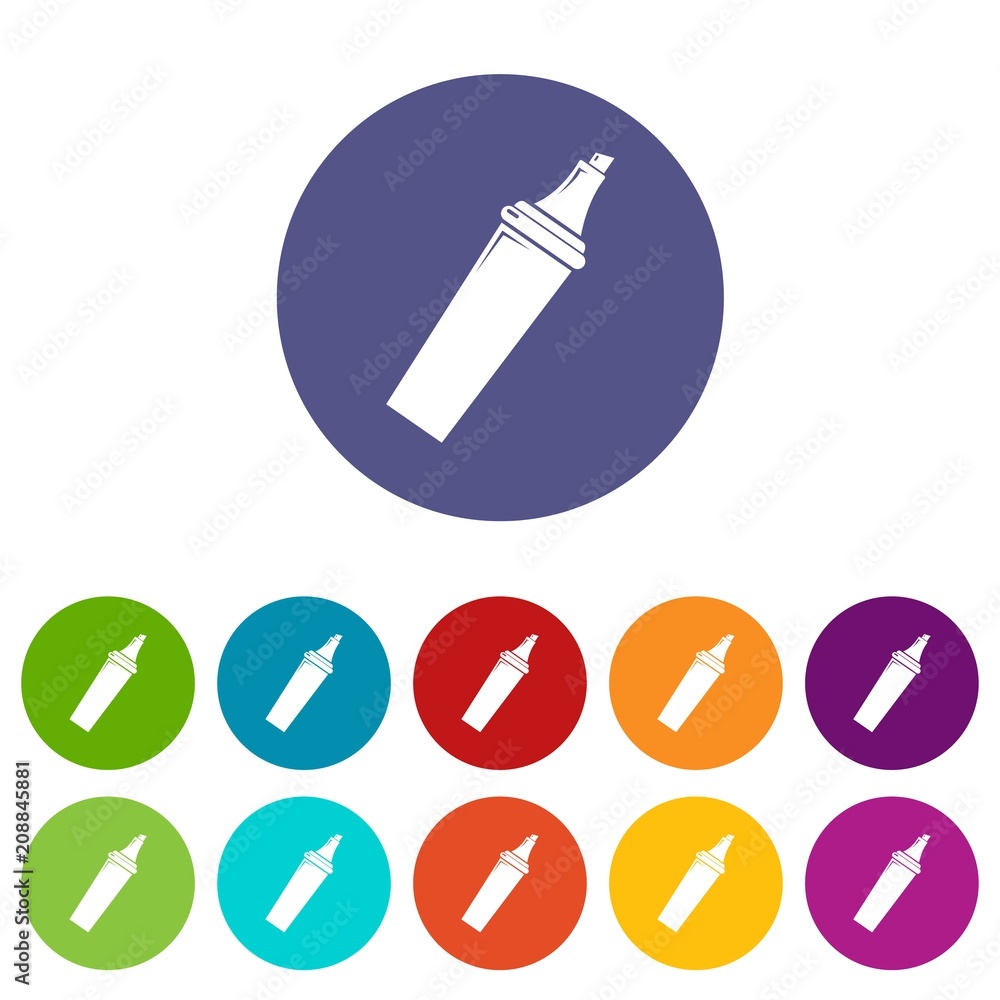 Poster felt tip pen icons color set vector for any web design on white background