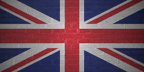 Flag of the United Kingdom on brick wall, 3d illustration