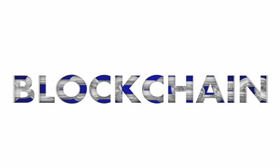 Blockchain Technology Chain Links Word 3d Render Illustration