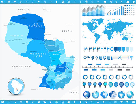 Paraguay Map and infographic elements