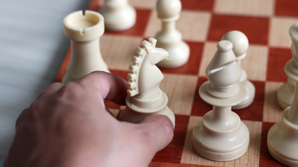 The hand that caught the white horse during the chess game.
