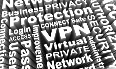 VPN Virtual Private Network Security Access Words 3d Render Illustration