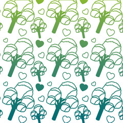 Fototapeta na wymiar tree plant and hearts isometric pattern background vector illustration design