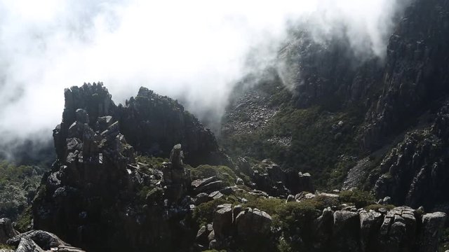 Clouds in Mountains, Ben Lommond National Park Tasmania, Timelapse