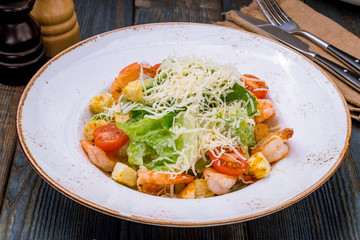 salad caesar with shrimps