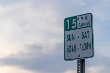 Parking street sign