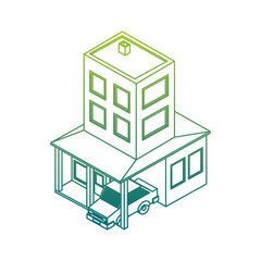 exterior house with car parking isometric icon vector illustration design