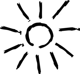 Black Hand-painted sun illustration