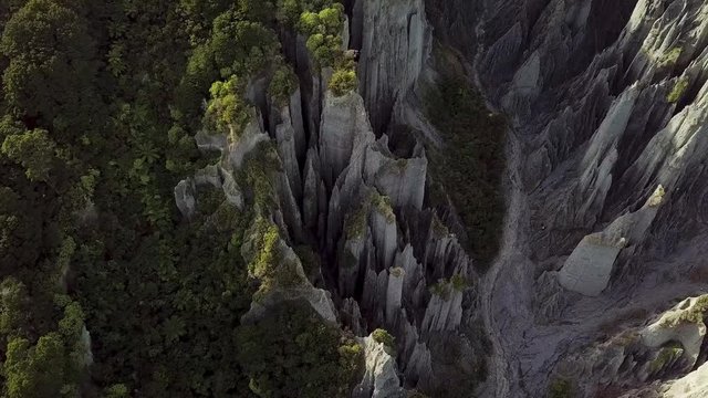 Aerial Pan Over Putangirua Pinnacles, 4k New Zealand Footage 