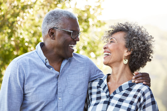 African American Senior Couple together outdoors in nature