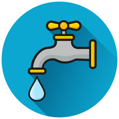 faucet circle blue icon concept