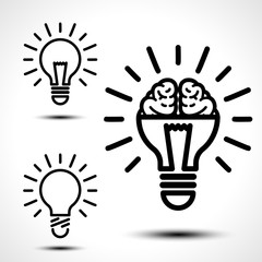 Light bulb with a brain - idea, creative, technology icons
