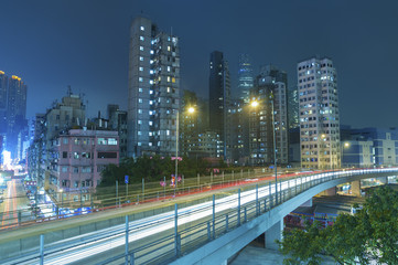 Fototapeta na wymiar Highway in midtown of Hong Kong city, China.