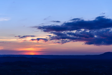 Fototapeta premium sunset at the mountains landscape in twilight time