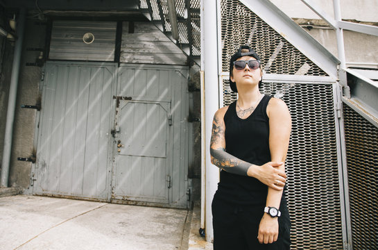 street portrait of androgyne woman
