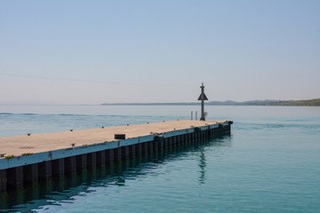 Fototapeta na wymiar North Manitou Island ferry pier in the summer