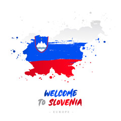 Welcome to Slovenia. Flag and map of the country