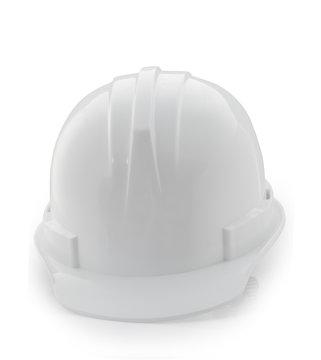 White safety helmet on white, hard hat isolated clipping path. Stock Photo  | Adobe Stock