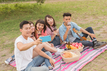 selfie with his friends