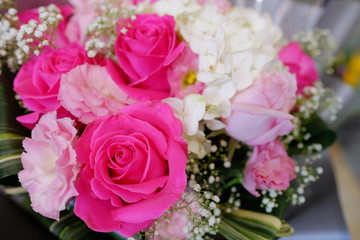 Romantic Flower bouquet arrangement with special white, Pink and red rose