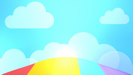Cartoon rainbow in the sky. 3d rendering picture.