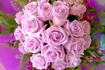 Obraz na płótnie Canvas Romantic Flower bouquet arrangement with special white pink rose
