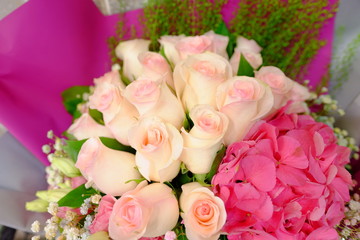 Romantic Flower bouquet arrangement with special light pink rose