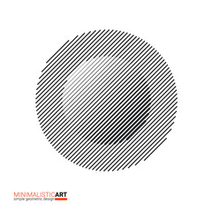 Minimalistic art modern geometric design. Simple black and white shape in modernism, bauhaus style. Abstract halftone concentric circle shape isolated on white background, vector illustration.