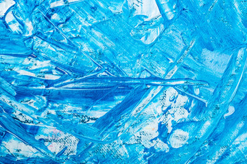Blue abstract hand painted canvas background, texture. Colorful textured backdrop
