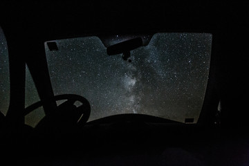 Milky way above the mountain landscape