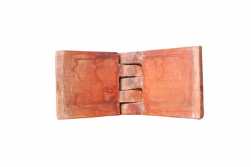 Ancient wooden pillow ,foldable isolated on white background 