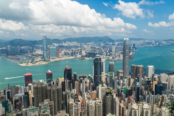 Panoramic view of Hong Kong skyline. China