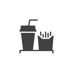 French fries and soda drink vector icon. filled flat sign for mobile concept and web design. Fast food simple solid icon. Symbol, logo illustration. Pixel perfect vector graphics