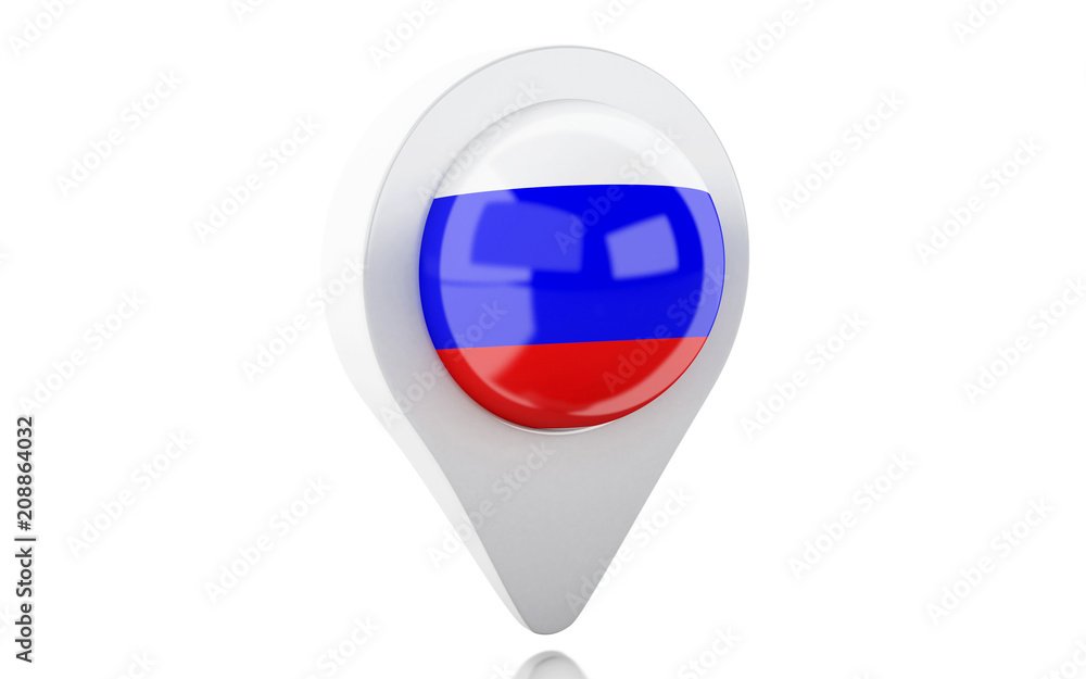 Poster 3d map pointer russia flag