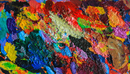 Colorful oil color on the palette