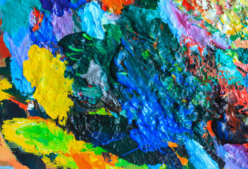 Colorful oil color on the palette