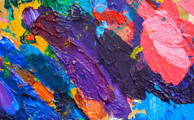 Colorful oil color on the palette