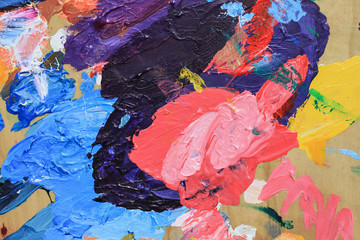 Colorful oil color on the palette