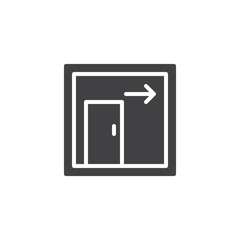 Exit door vector icon. filled flat sign for mobile concept and web design. emergency exit arrow simple solid icon. Symbol, logo illustration. Pixel perfect vector graphics