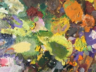 Colorful oil color on the palette