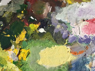 Colorful oil color on the palette