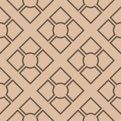 Brown geometric ornament. Seamless pattern