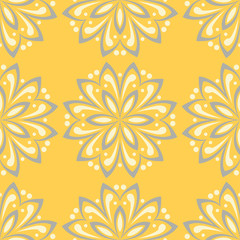 Fototapeta na wymiar Seamless floral pattern. Bright yellow background with flower designs