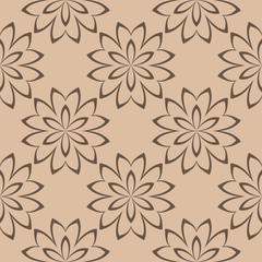 Brown and beige floral seamless pattern