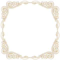 Golden vintage border frame engraving with retro ornament pattern in antique baroque style decorative design. Vector