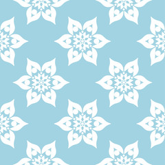 Obraz premium White floral seamless pattern on blue background